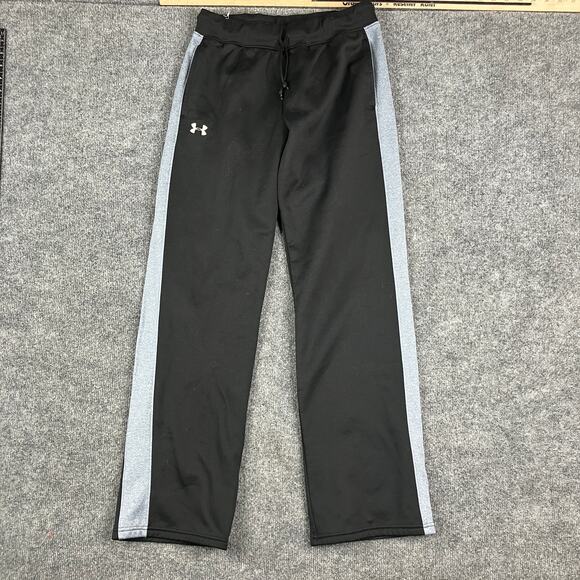 Under Armour Track Pants Mens Medium Black Gray Logo Athletic Joggers - Picture 1 of 9